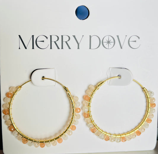 Multi-Stone Shimmer Hoop 18K Gold Plated Earrings