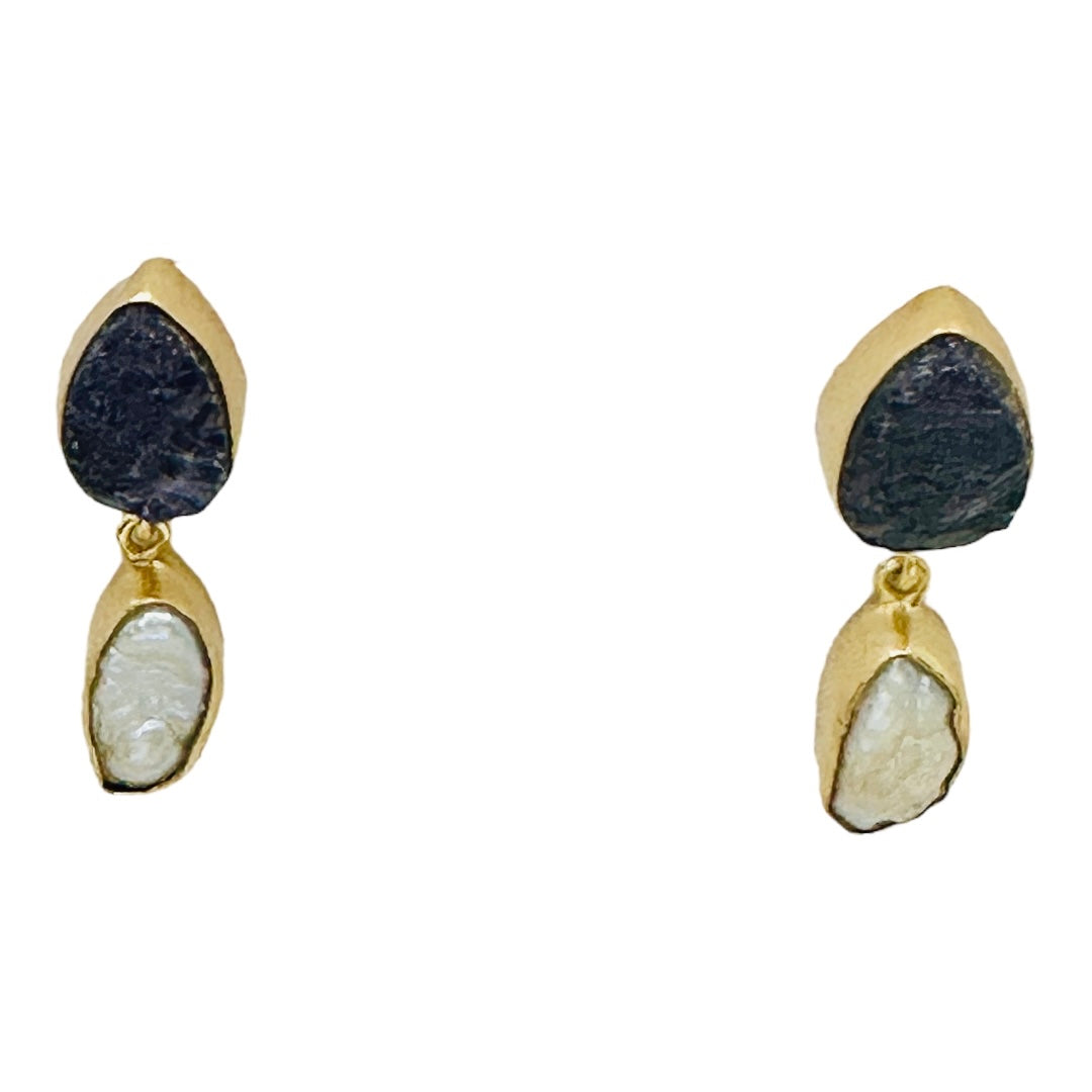 Mystic Amethyst Pearl dangle 18K Gold Plated Earrings