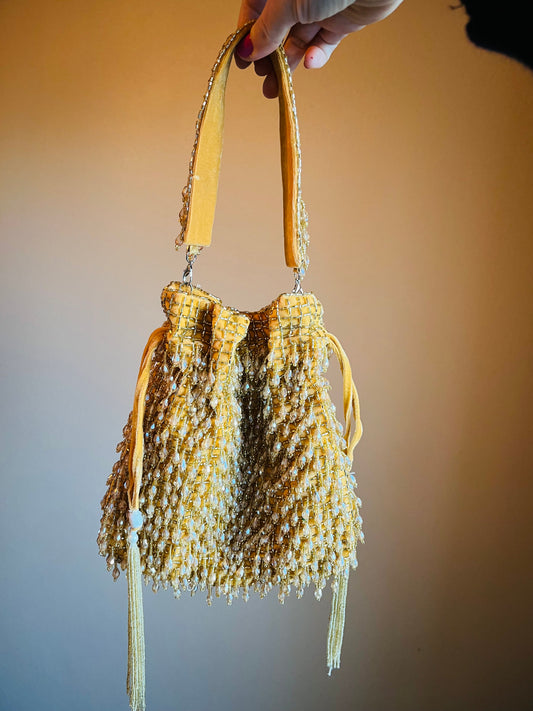 Yellow Gold Beaded Purse by Merry Dove