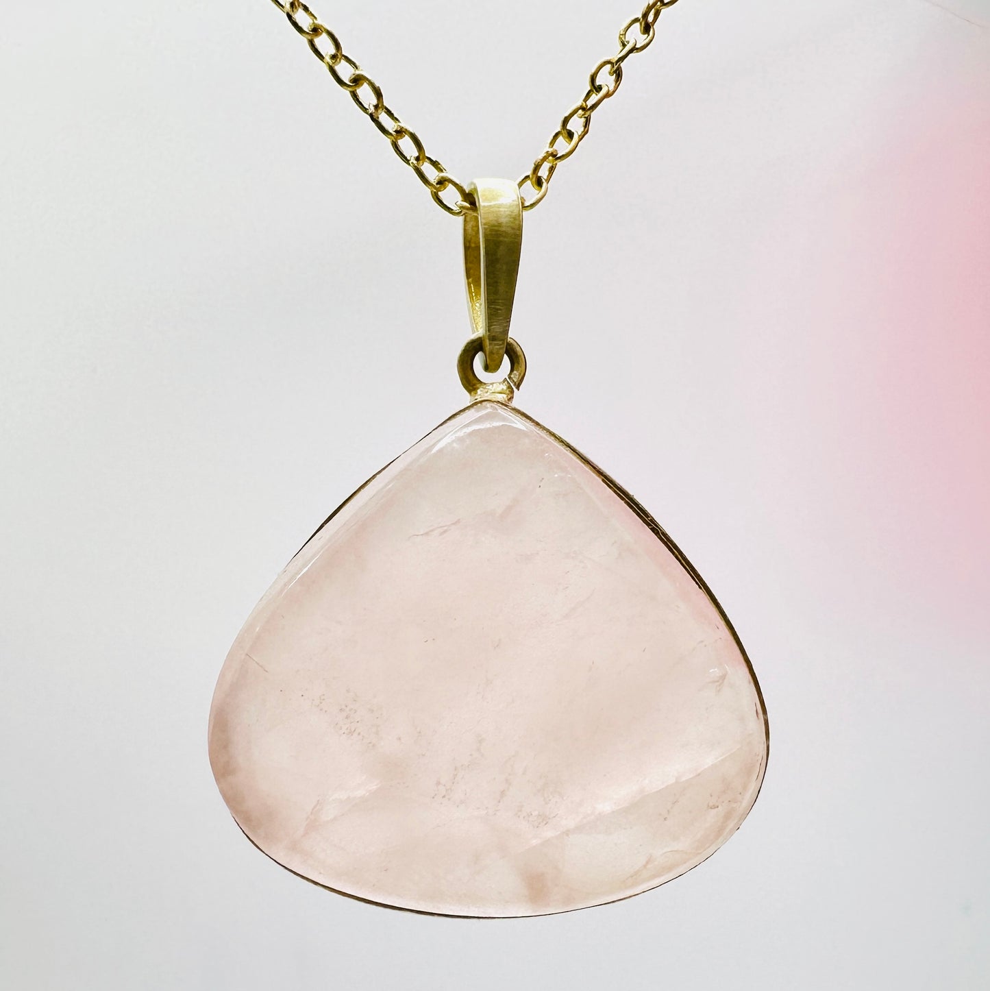 Gold Rose Quartz Pendant Necklace