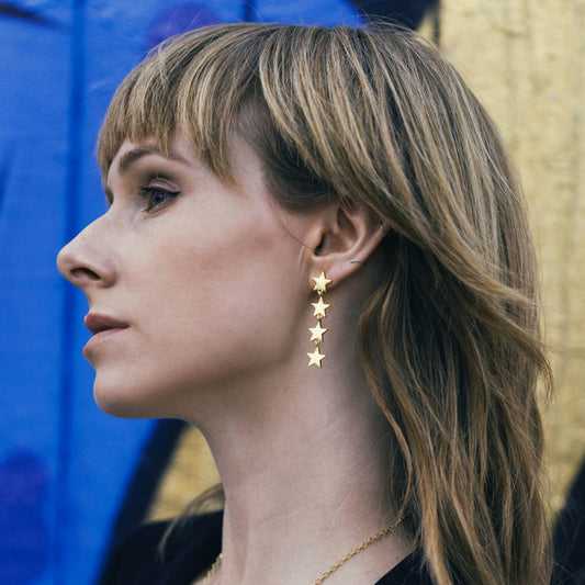 Orion Stars 18K Gold Plated Dangle Earrings