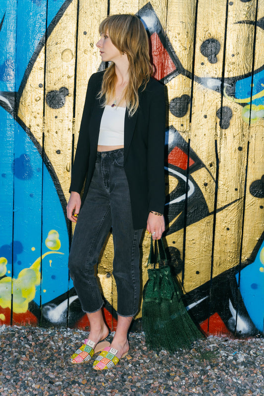 Pink Solar Quartz & Jade Green Stone Pendant Necklace - 18K Gold Plated