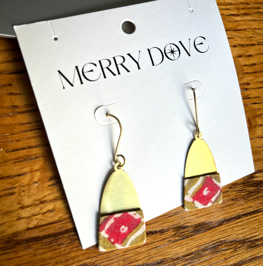 Red Bell Dangle Gold Earrings
