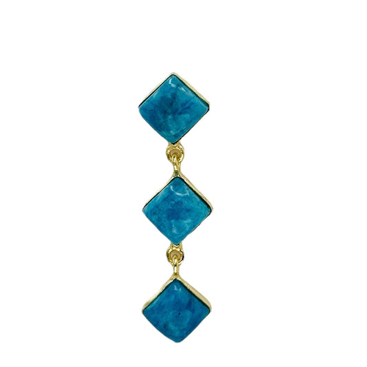 3-Tier Amazonite 18K Gold Plated Earrings
