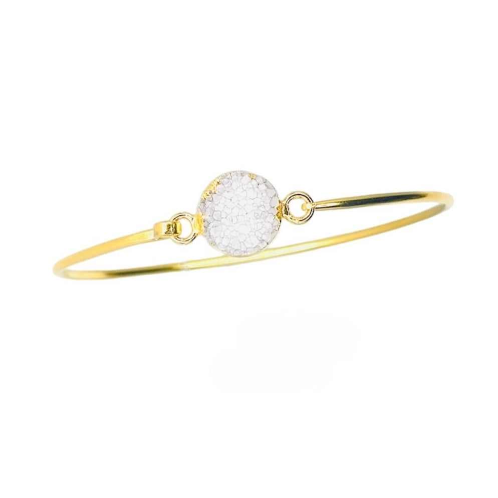 Cuff Bracelet Druzy Stone 18K Real Gold Plating- Adjustable