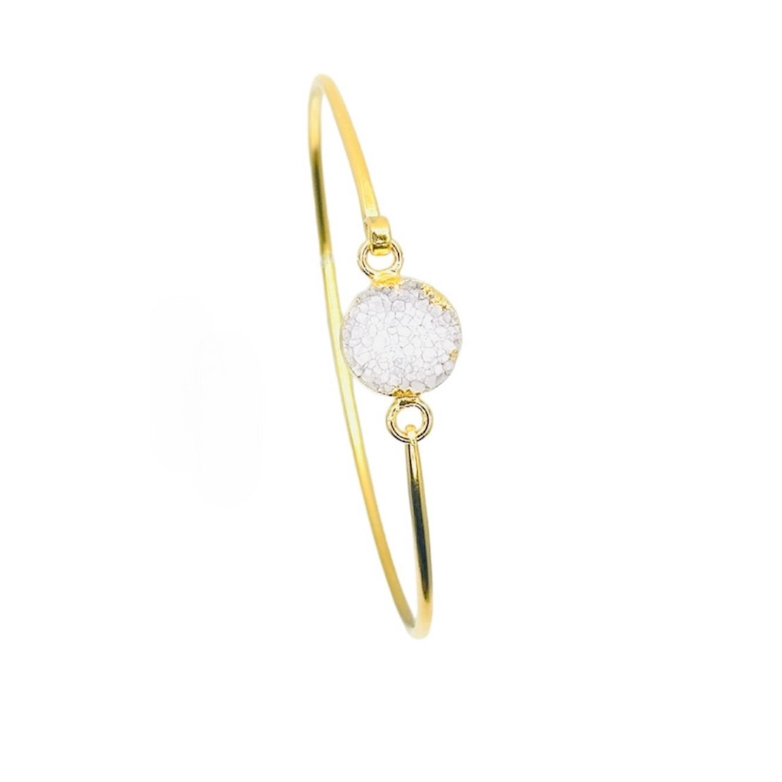 Cuff Bracelet Druzy Stone 18K Real Gold Plating- Adjustable