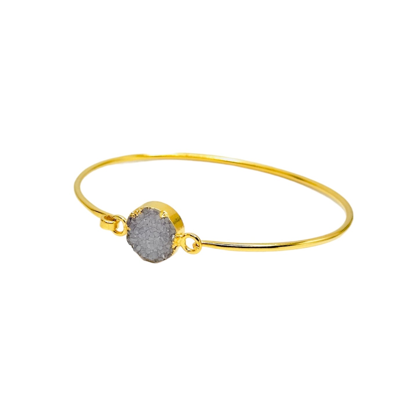 Cuff Bracelet Druzy Stone 18K Real Gold Plating- Adjustable