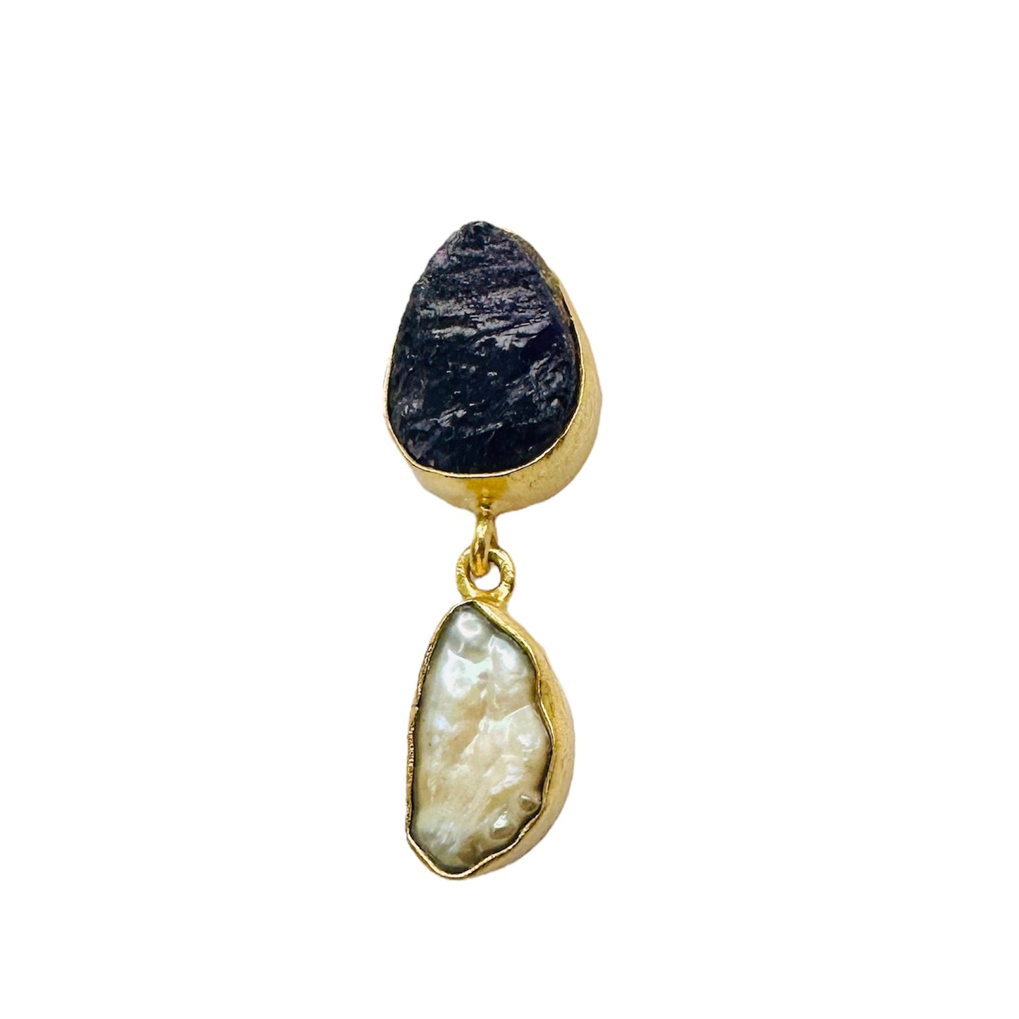 Mystic Amethyst Pearl dangle 18K Gold Plated Earrings