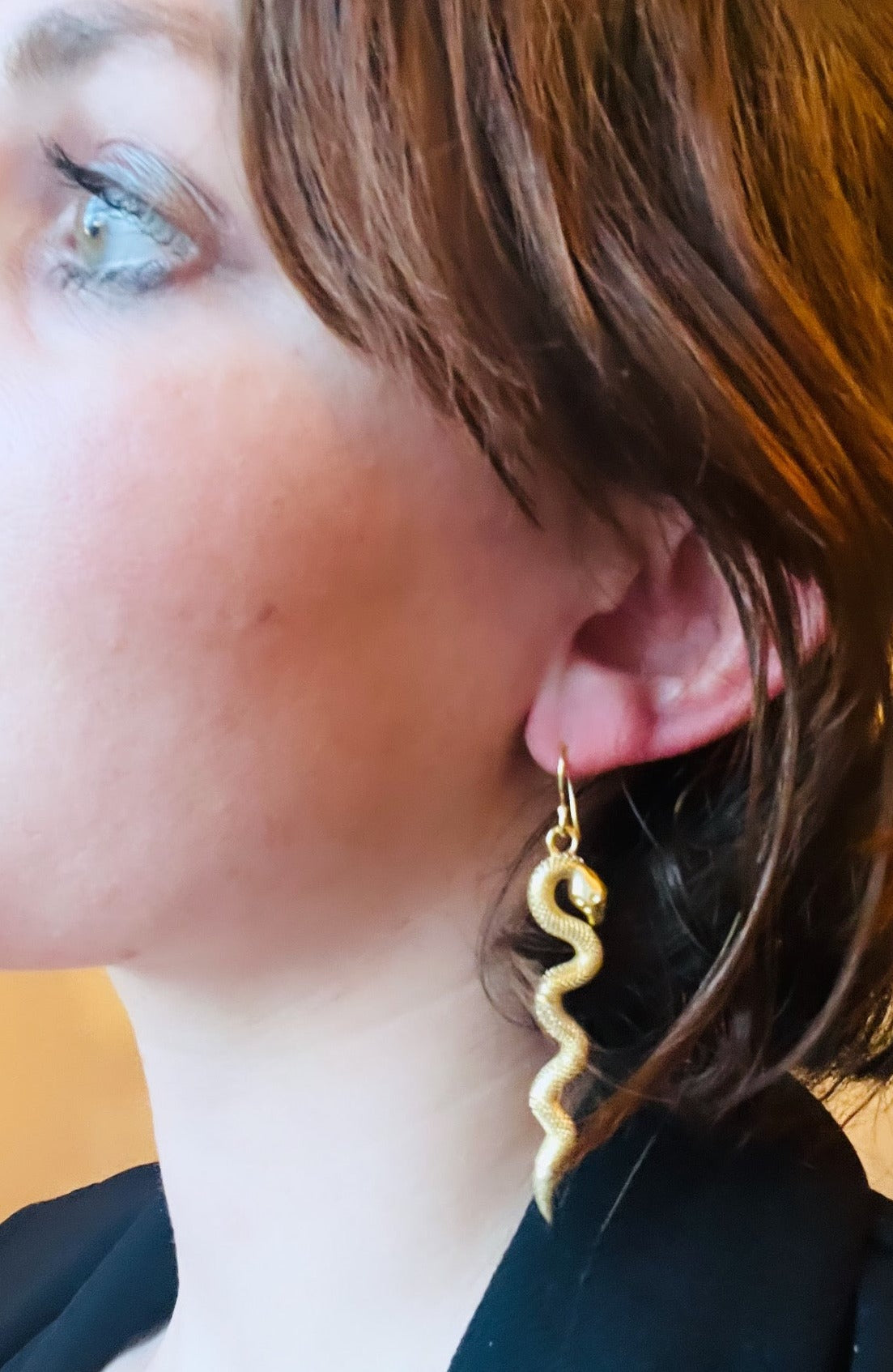 Snake Charm 18K Gold Plated Dangle Earrings