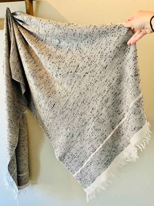 Gorgeous Mottled Gray Handloom Woven - Yak Wool Scarf