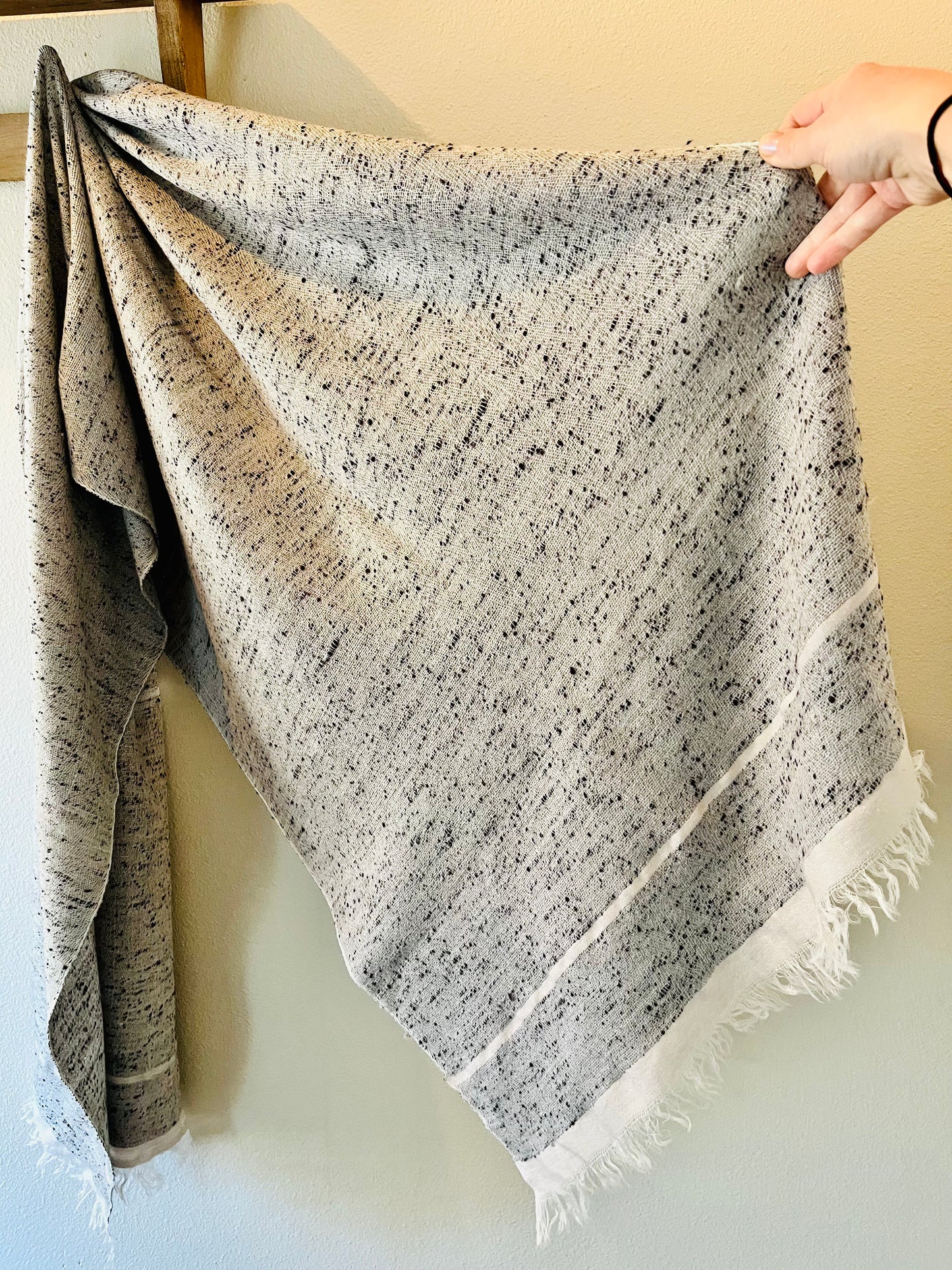 Gorgeous Mottled Gray Handloom Woven - Yak Wool Scarf