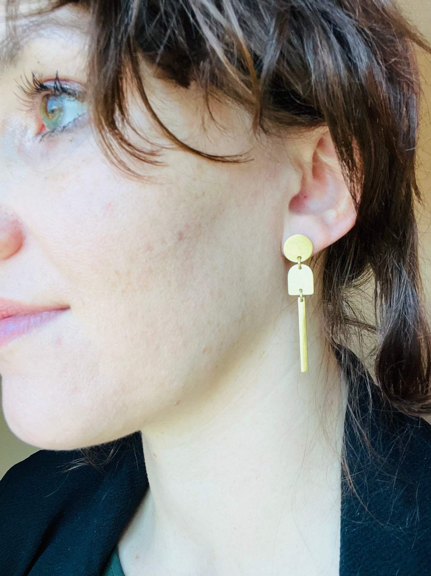 Long Dainty Bar Gold Dangle Earrings