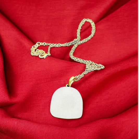 Sun Moon- White Marble and Gold Double sided Pendant Necklace