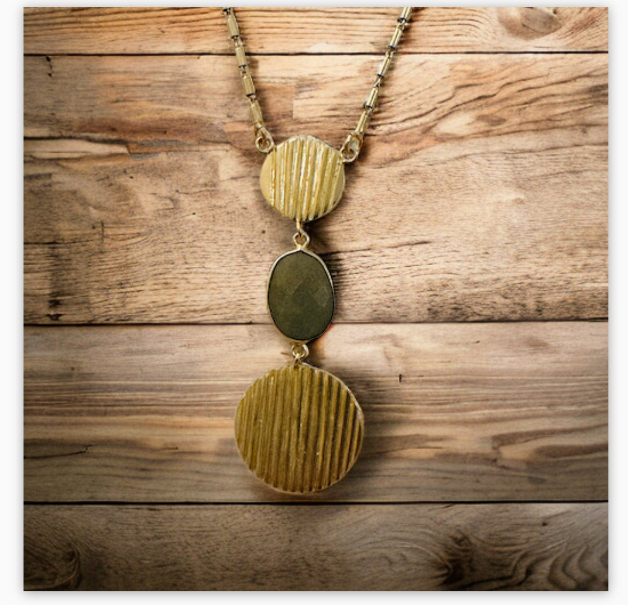 Double Gold and Aquamarine Pendant Necklace