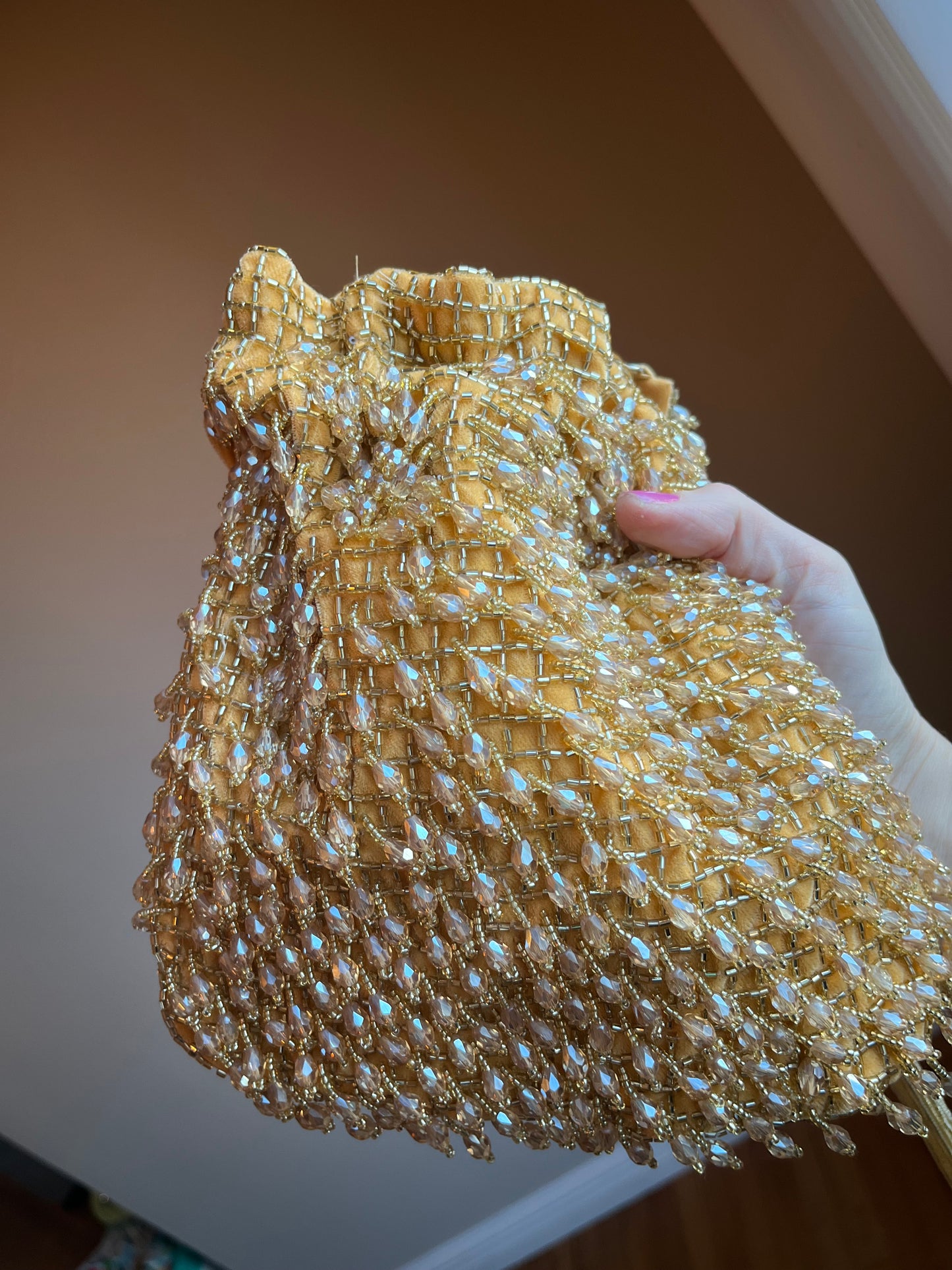 Yellow Gold Beaded Purse by Merry Dove