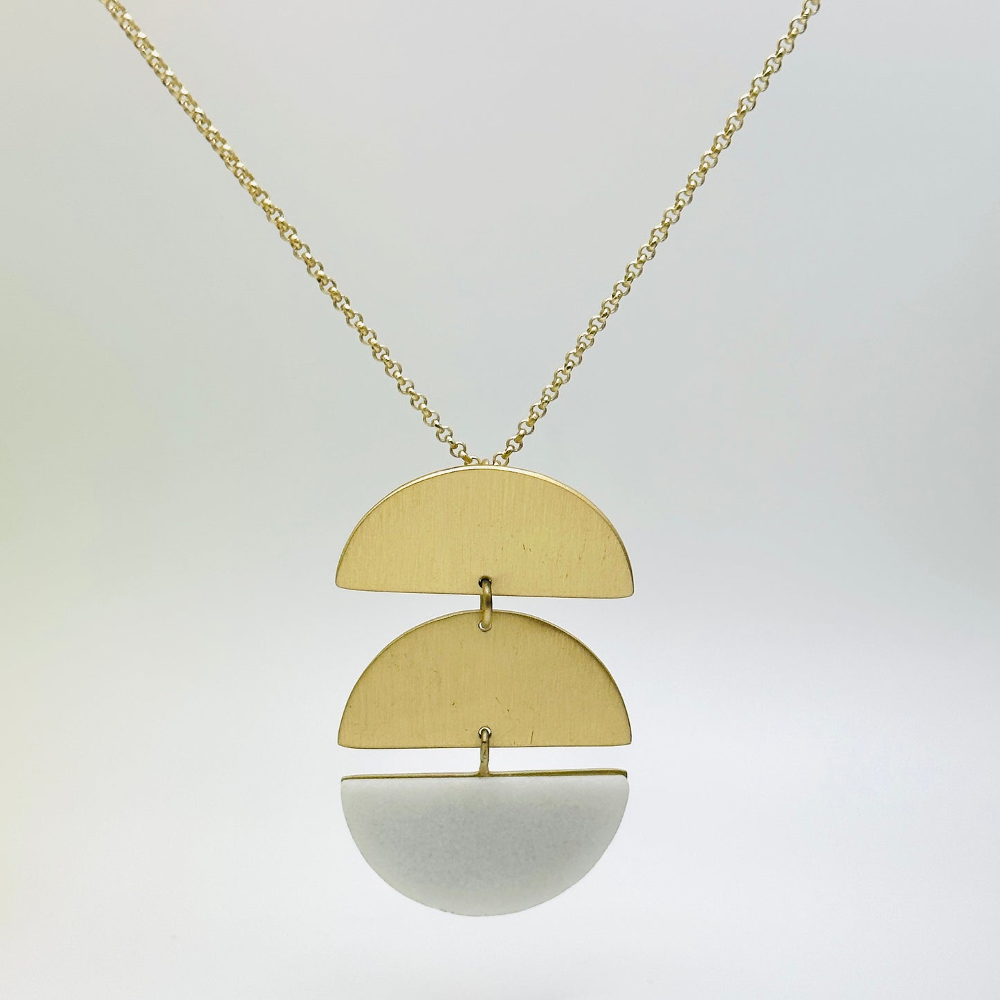 Sun Moon Gold and Stone Handmade Pendant Necklace