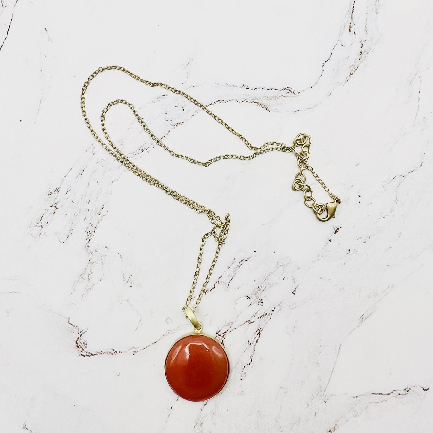Red Onyx Gold Handmade Pendant Necklace