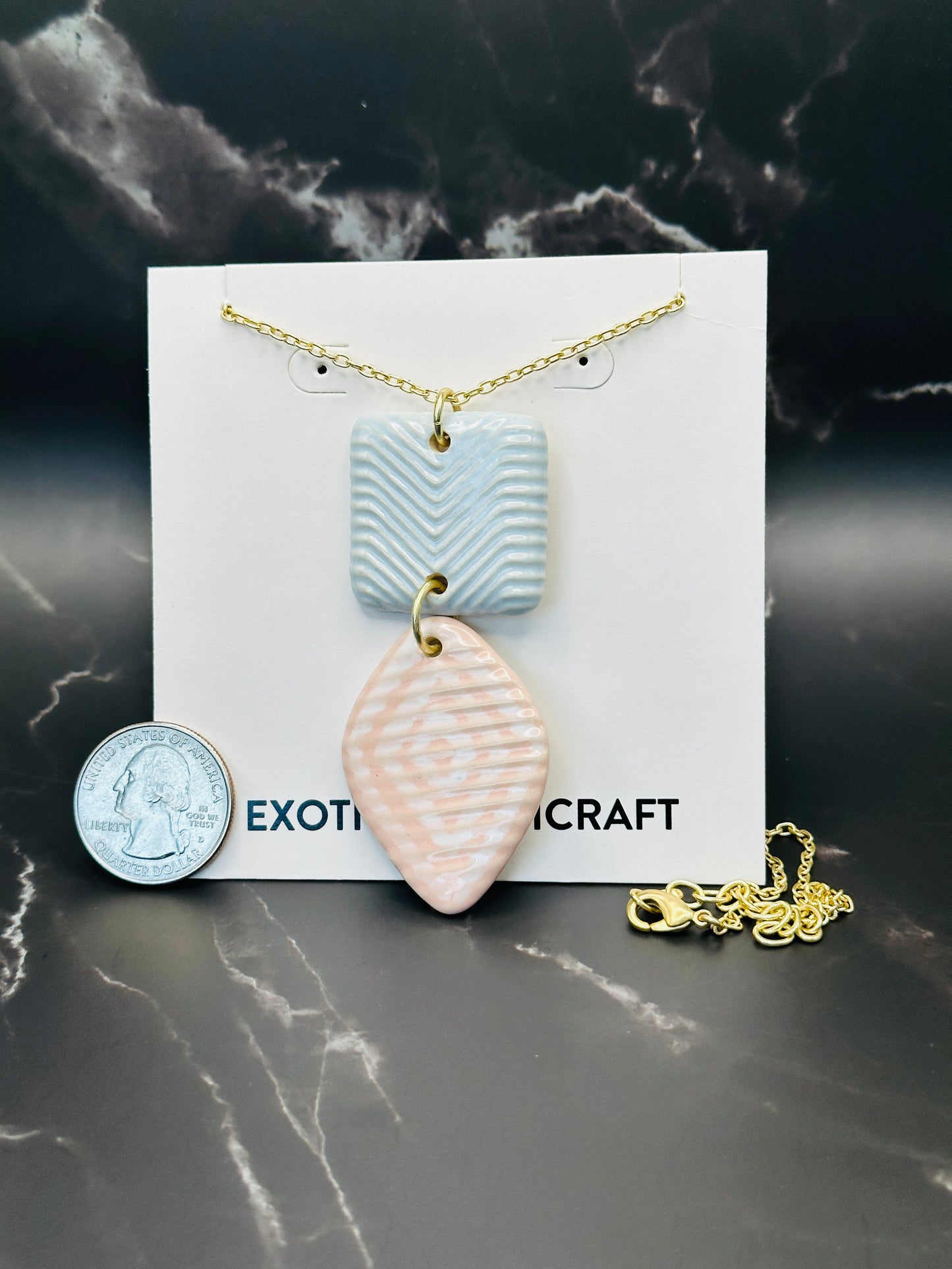 Glazed Ceramic Pendant Necklace