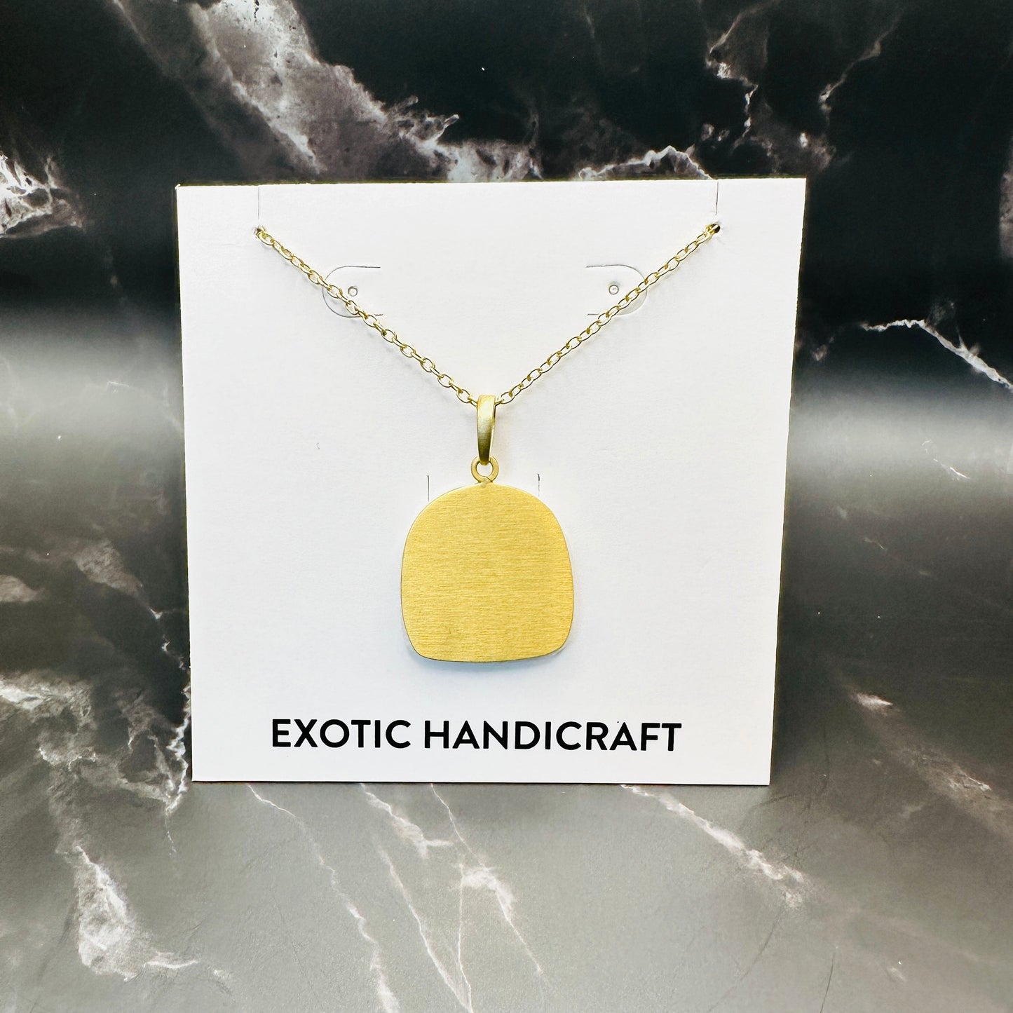 Sun Moon- White Marble and Gold Double sided Pendant Necklace