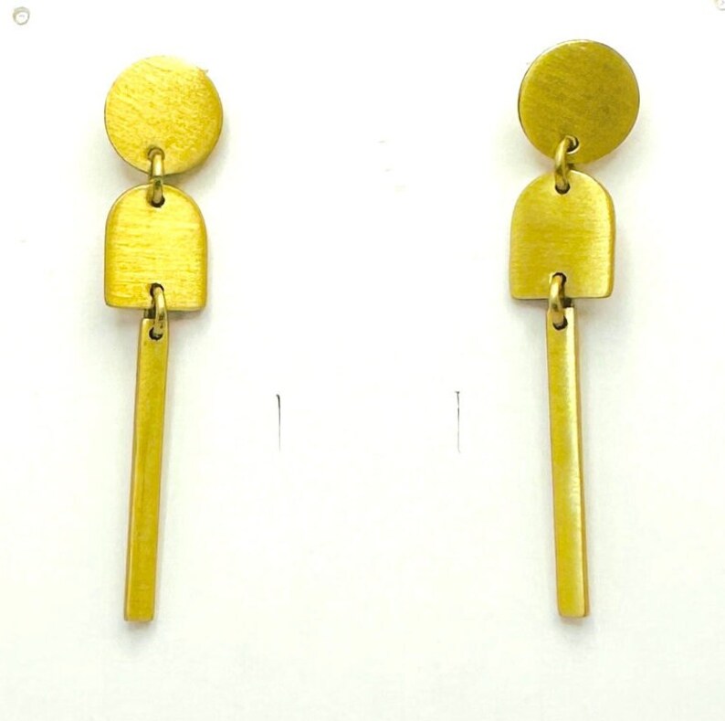 Long Dainty Bar Gold Dangle Earrings