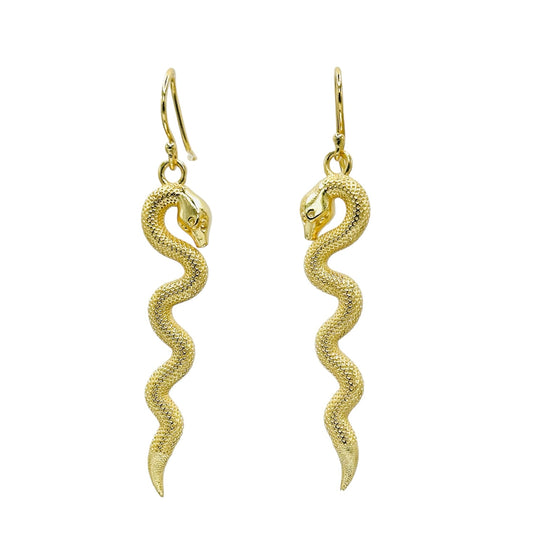 Snake Charm 18K Gold Plated Dangle Earrings