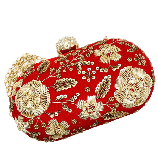 Sunset Party Clutch Purse- Red and Golden by Merry Dove