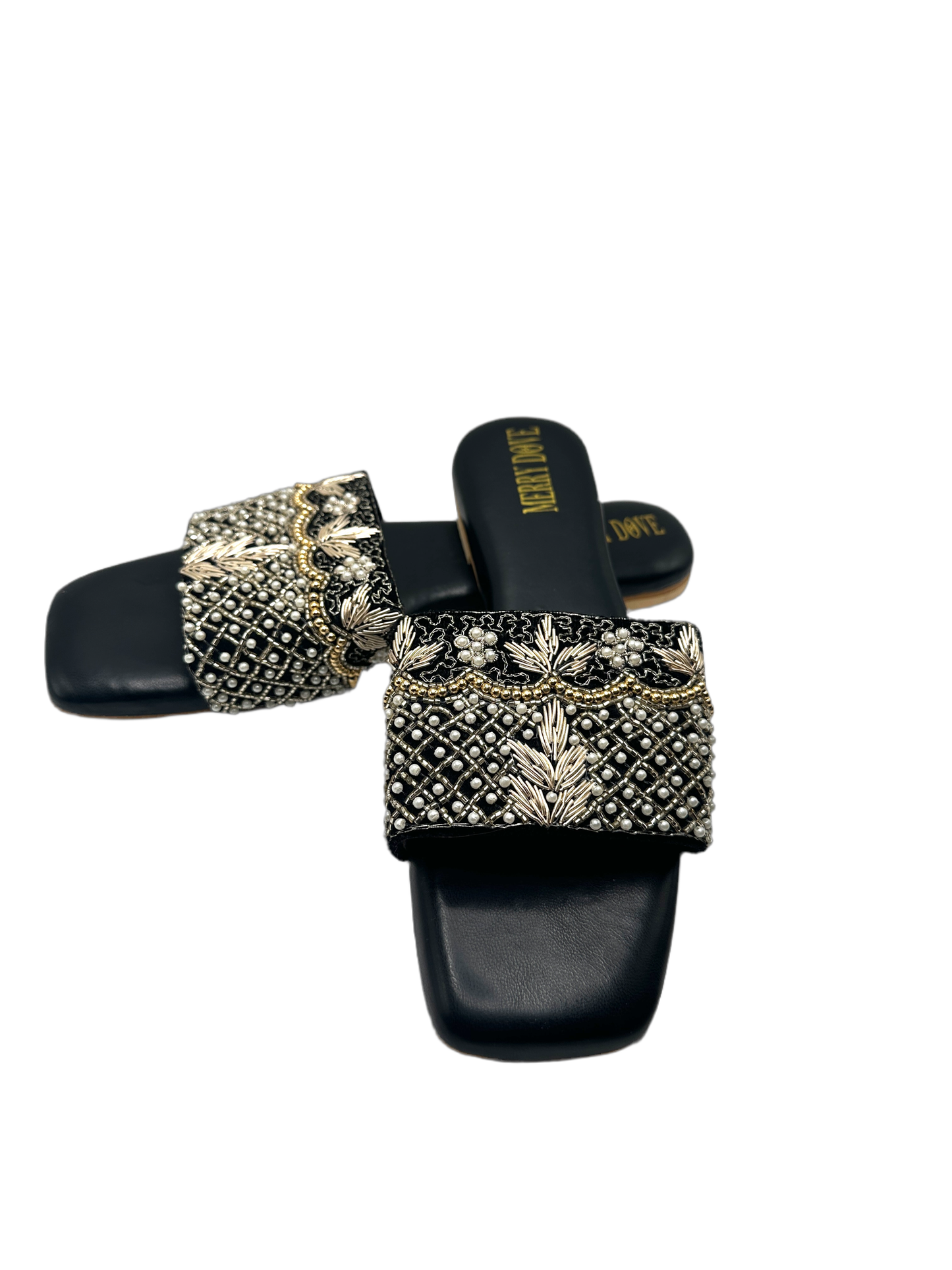 Sparkling Velvet Pearl Strap Sandal