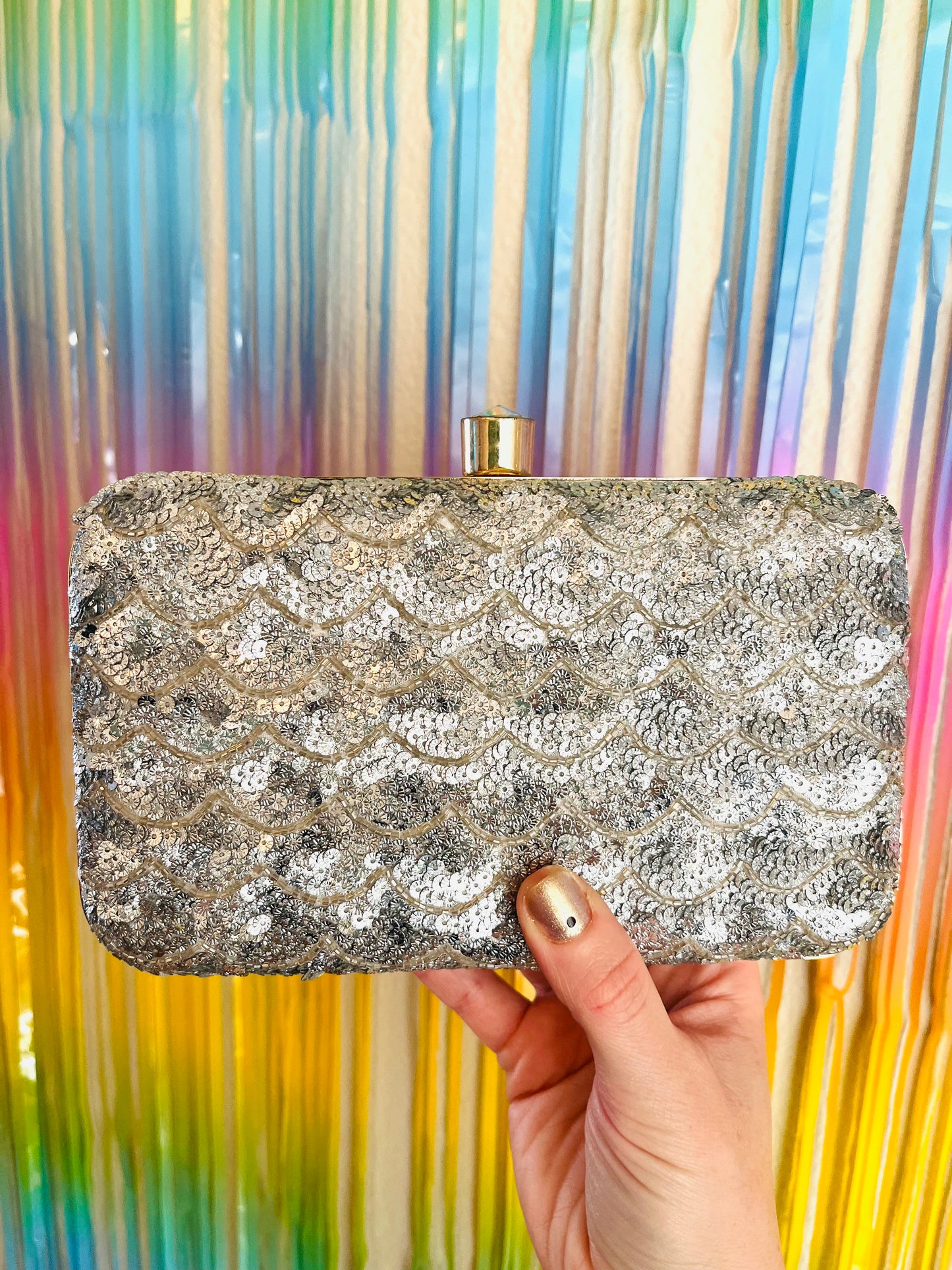 Silver Sequin Party Handbag Clutch Purse by Merry Dove