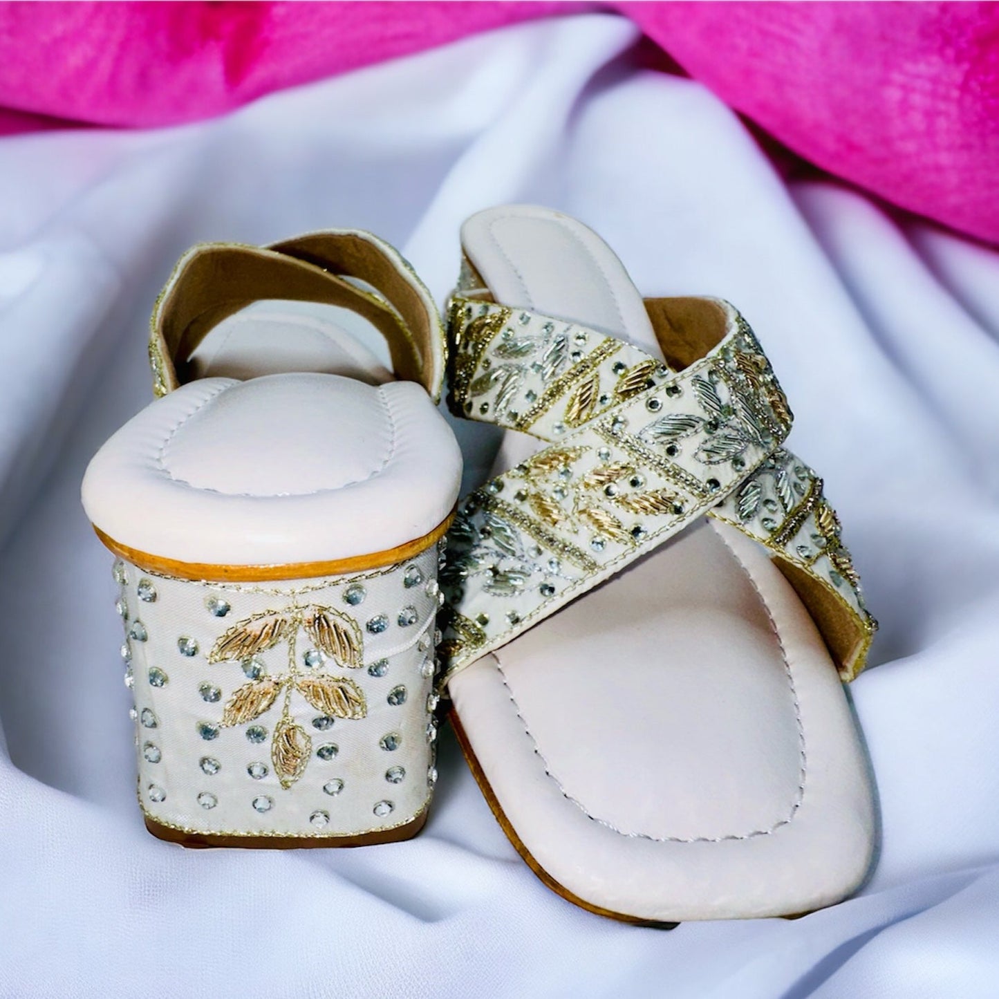 Sparkling Pearl Crossover Strap Heel Sandals