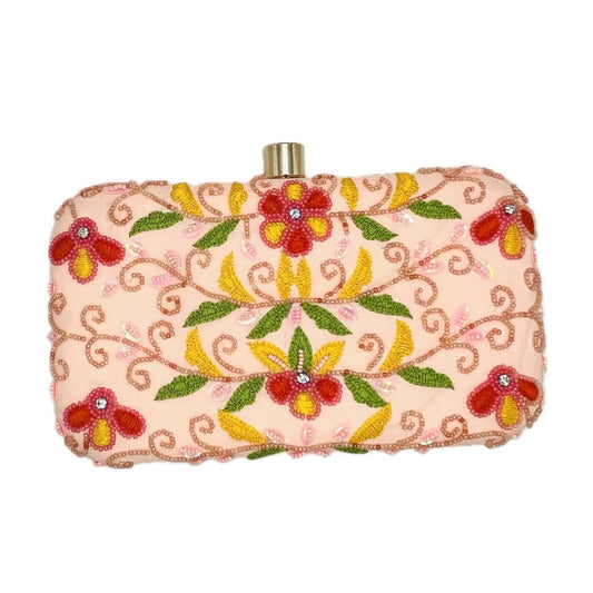 Pink Flower Silk Party Handbag Clutch Purse by Merry Dove