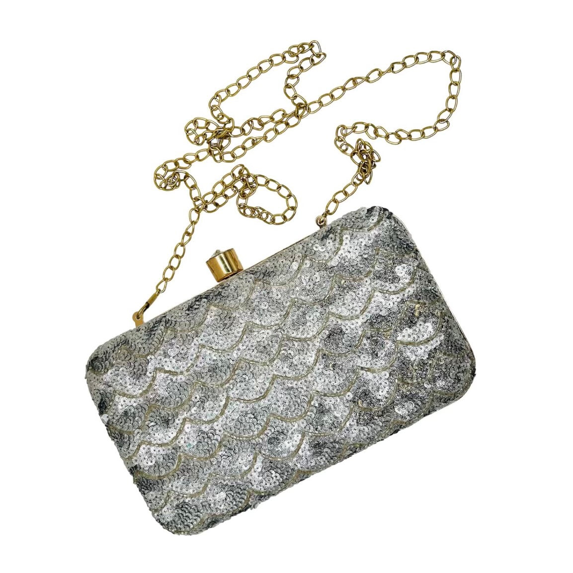 Silver Sequin Party Handbag Clutch Purse by Merry Dove