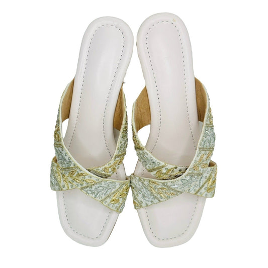 Sparkling Pearl Crossover Strap Heel Sandals