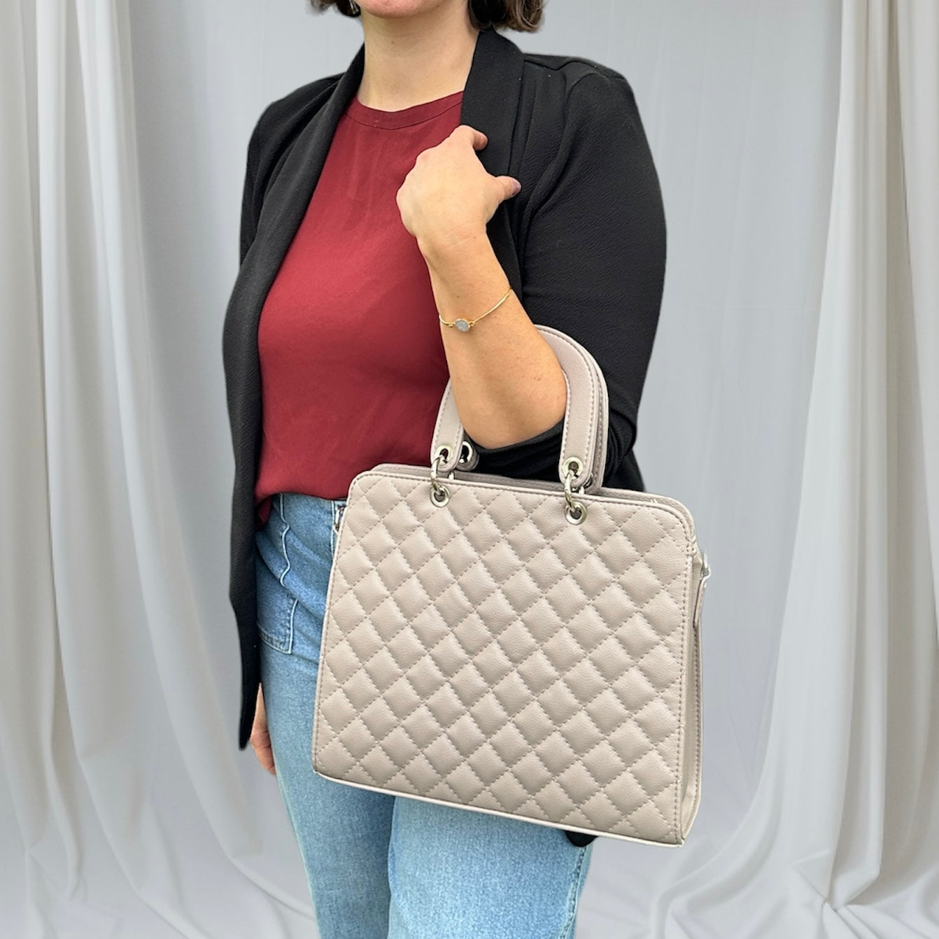 Quilted Vegan Leather Tote Bag